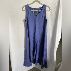 Neiman Marcus Linen Blend Midi Dress Lagenlook Purple/ Blue size M